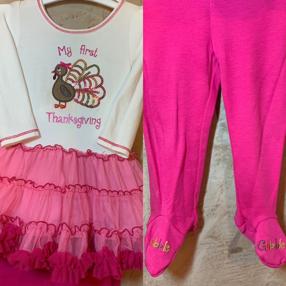 🔴 My First Thanksgiving Outfit Tutu Pink Skirt - Picture 2 of 6